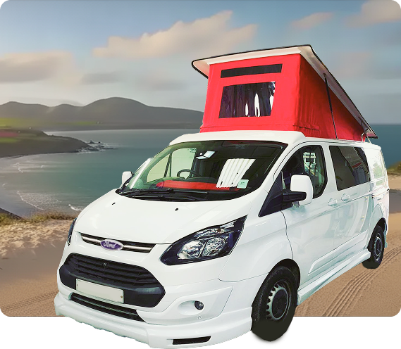 WM Poptops — elevating roof raised on campervan